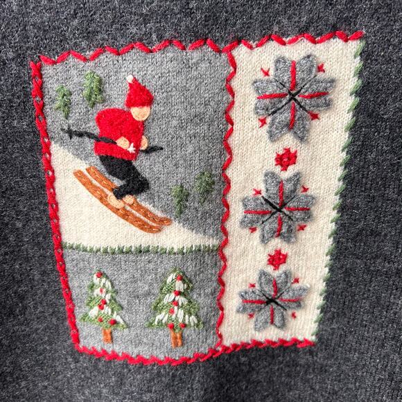 Vintage Marisa Christina Cute Holiday Skiing Wool Sweater Vest Sz L - Picture 5 of 5